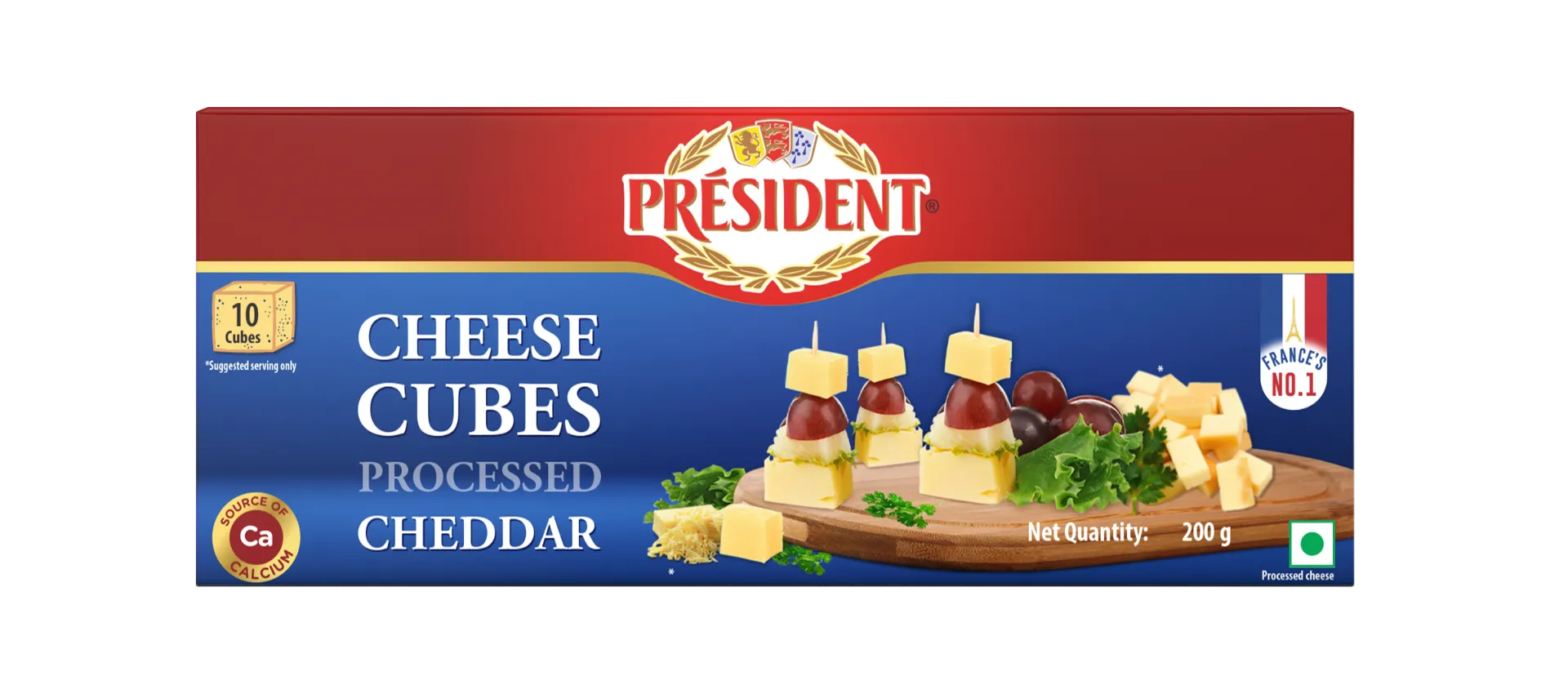 President India Cheese Cheddar Processed Cubes 200gm
